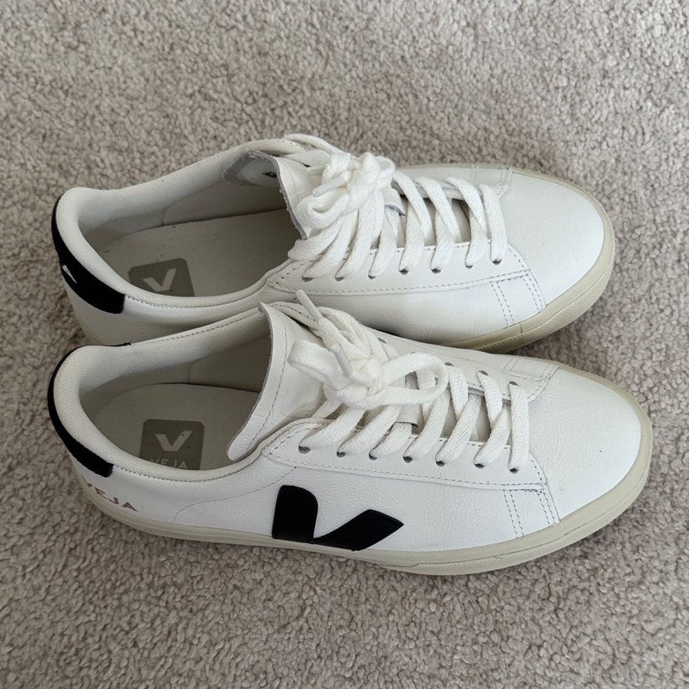 Veja White Sneakers with Black Detailing